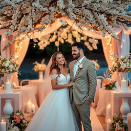 A beautiful wedding scene featuring a charismatic Cancer man and an enchanting Pisces woman