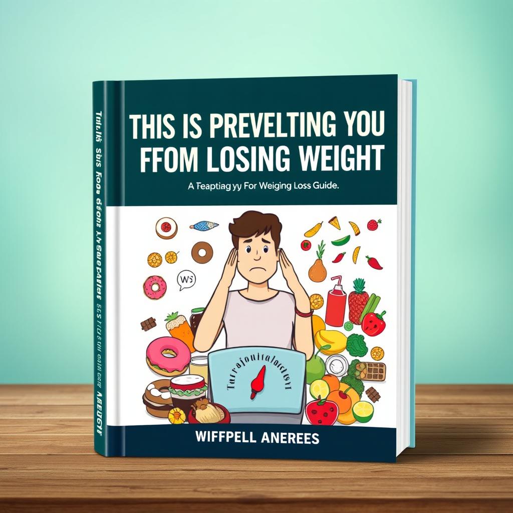 A captivating book cover for a weight loss guide titled "This Is Preventing You from Losing Weight"