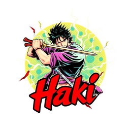 A vibrant T-shirt design featuring Akami Shanks from the anime One Piece, depicted with his iconic sword in hand