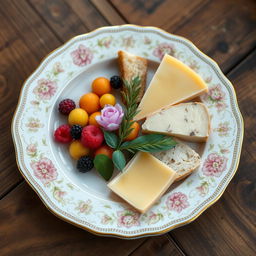 A beautifully styled dinner plate, featuring an intricate and aesthetic design