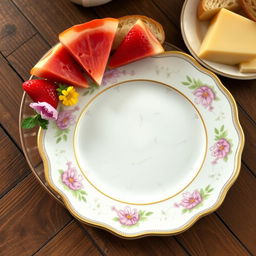 A beautifully styled dinner plate, featuring an intricate and aesthetic design