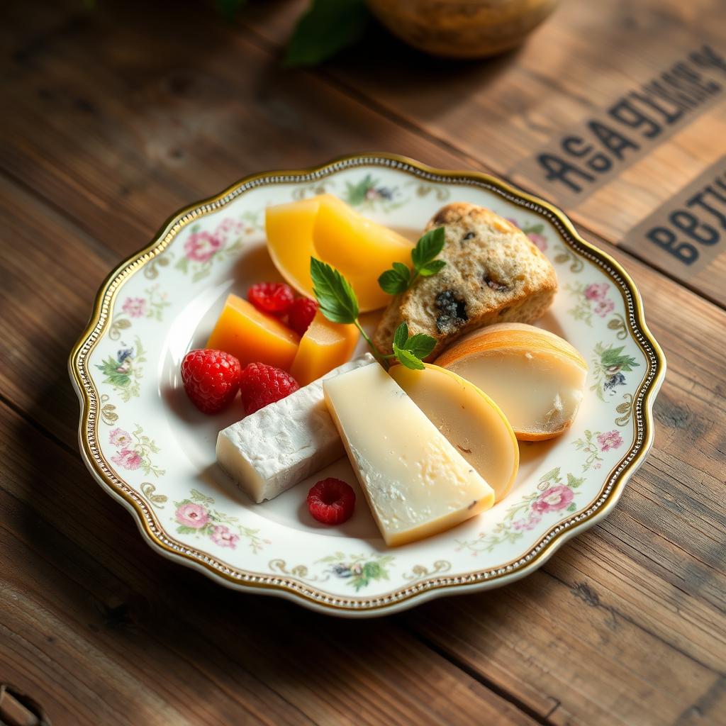 A beautifully styled dinner plate, featuring an intricate and aesthetic design