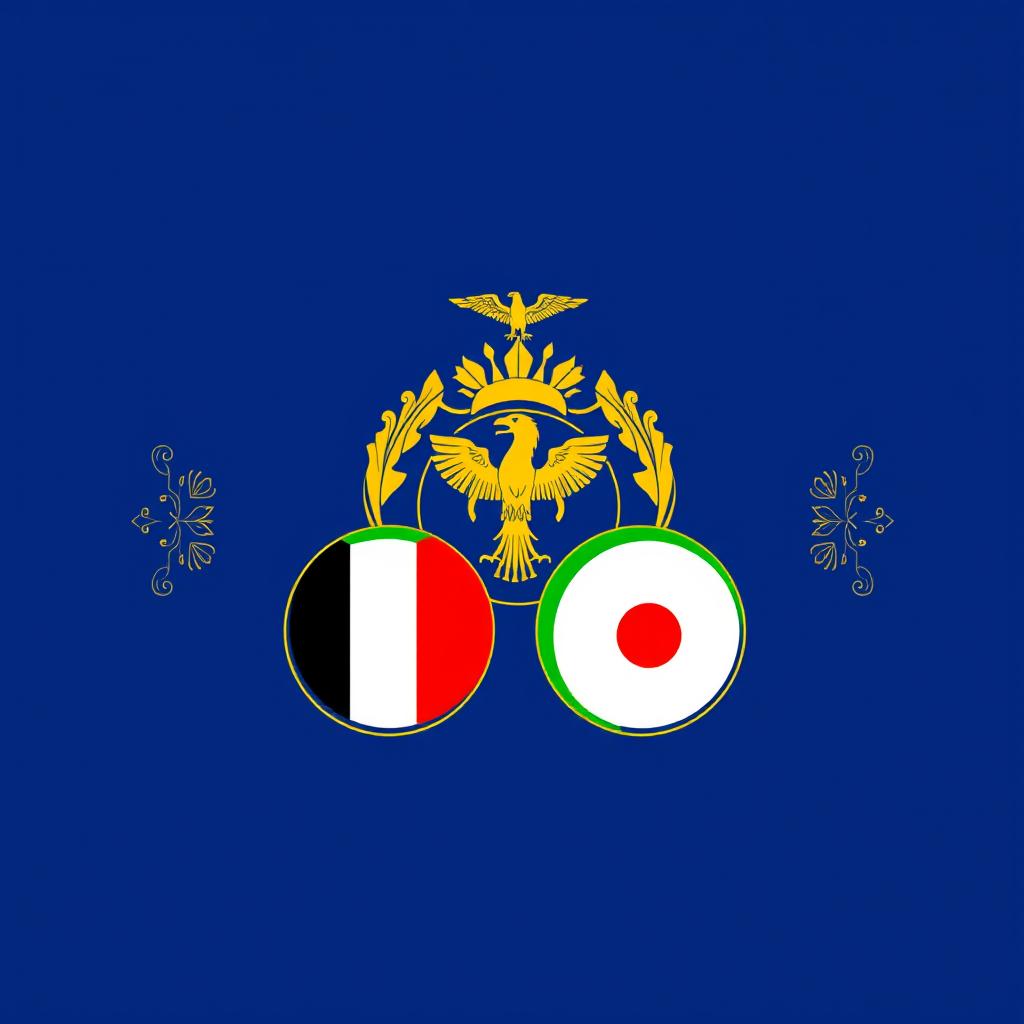 A striking flag design for the Axis of Revival Alliance, featuring the countries of Germany, Italy, and Japan