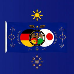 A striking flag design for the Axis of Revival Alliance, featuring the countries of Germany, Italy, and Japan