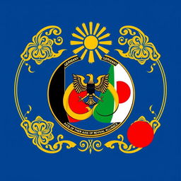 A striking flag design for the Axis of Revival Alliance, featuring the countries of Germany, Italy, and Japan
