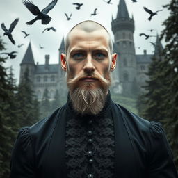 A stunningly attractive man, around 27 years old, with snow-white skin and a pencil-shaped nose