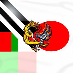 A creative flag design for the Axis of Revival Alliance, representing Germany, Italy, and Japan
