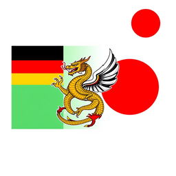 A creative flag design for the Axis of Revival Alliance, representing Germany, Italy, and Japan