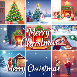 An animated poster celebrating Christmas, featuring nine joyful and festive photos arranged in a visually appealing collage