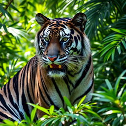 A black tiger with striking white stripes, showcasing its majestic and powerful physique