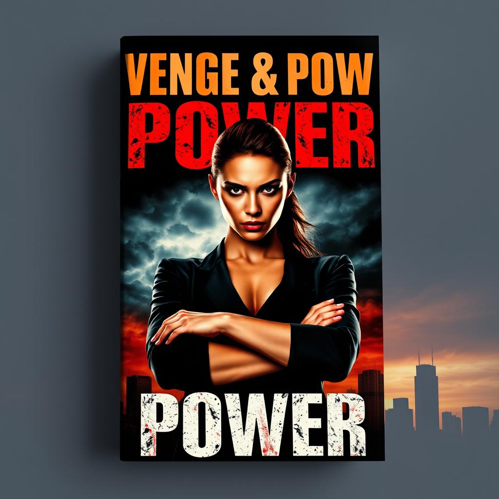 A dramatic book cover design depicting the themes of revenge and power