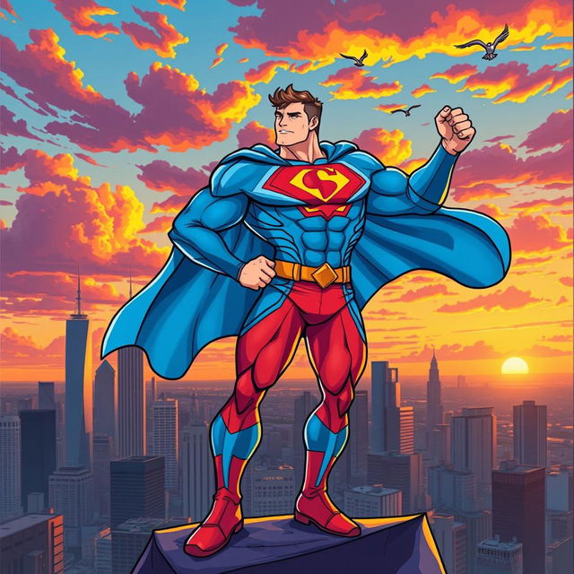 A dynamic and colorful illustration of a superhero character embodying the phrase "super me"