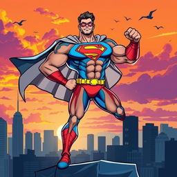 A dynamic and colorful illustration of a superhero character embodying the phrase "super me"