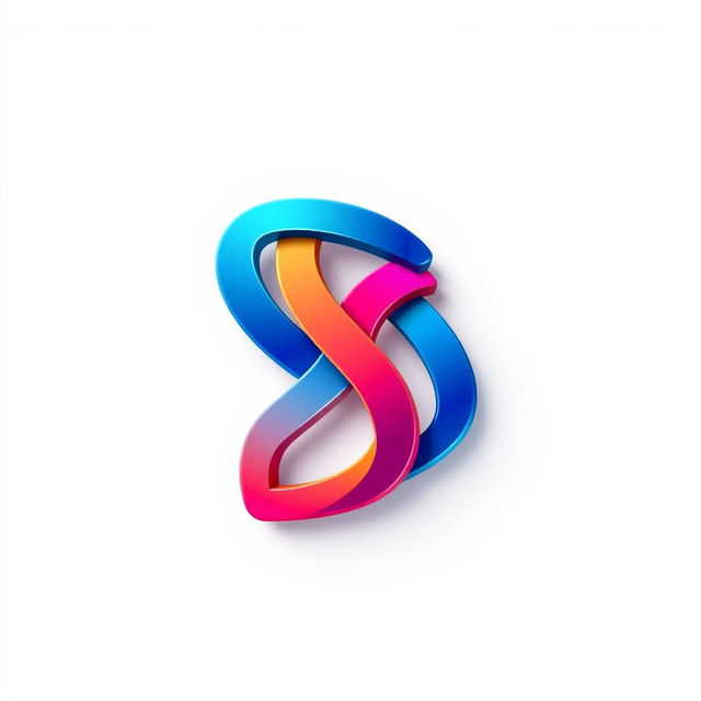 Stylish 3D logo design featuring sleek, modern typography with a vibrant color palette