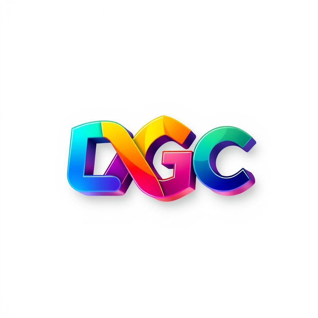 Stylish 3D logo design featuring sleek, modern typography with a vibrant color palette