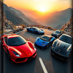 A stunning collection of top performance sports cars in a vivid magazine spread