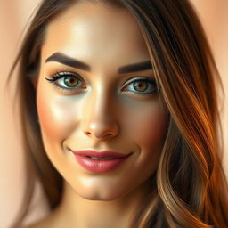 A portrait of a beautiful woman with a prominent, well-defined nose, showcasing elegant features and a captivating smile