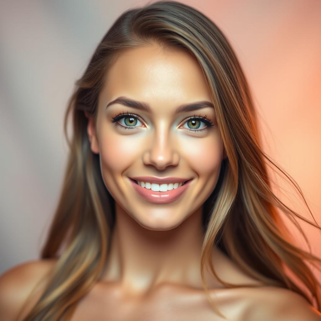 A portrait of a beautiful woman with a clear, smooth complexion, showcasing her features