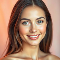 A portrait of a beautiful woman with a clear, smooth complexion, showcasing her features
