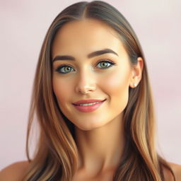 A portrait of a beautiful woman with a clear, smooth complexion, showcasing her features