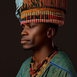 An adult male dressed in traditional Yoruba attire from Nigeria. The design details are inspired by the cultural elements depicted in the provided link.