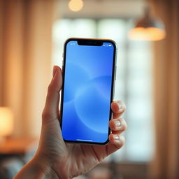 A styled image of a sleek and modern smartphone that resembles the aesthetics of an iPhone, showcasing a polished glass surface, minimalistic design, and a vibrant display