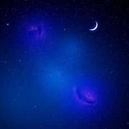A vibrant digital art piece showcasing a mesmerizing starry night sky, filled with twinkling stars and a rich gradient of deep blues and purples