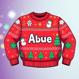 A delightful 2D cartoon-style Christmas sweater featuring a vibrant and festive design