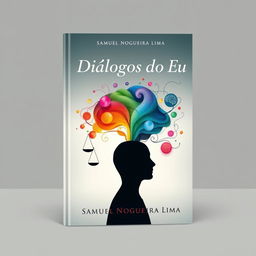 The book cover design for 'Diálogos do Eu' by Samuel Nogueira Lima should capture the essence of internal dialogue, self-awareness, and the mind's complexity
