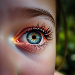 A close-up shot of a girl's eye, prominently centered in the image