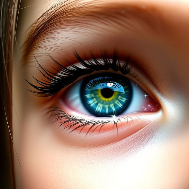 A close-up shot of a girl's eye, prominently centered in the image