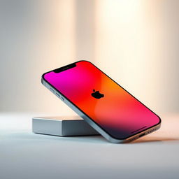 A sleek iPhone 15 placed against a soft-focus background, showcasing its innovative design and vibrant display