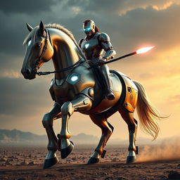 A stunning horse clad in a brilliant suit of Iron Man's armor, intricately designed to fit its sleek and powerful physique