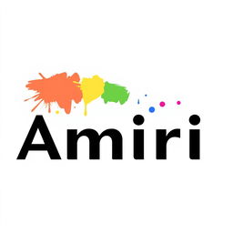 A minimalist logo design for a building painting service, featuring the name 'Amiri' in bold black font on a pristine white background