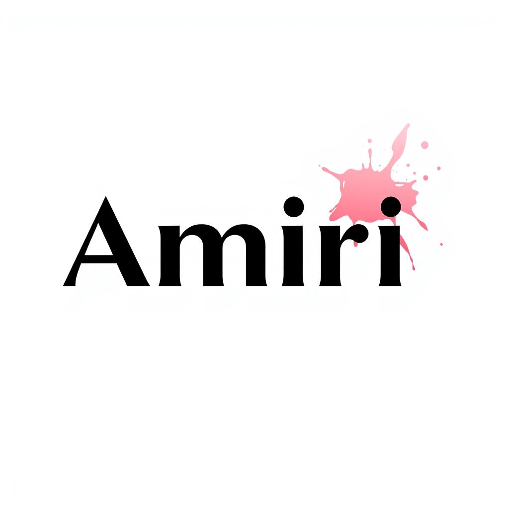 A minimalist logo design for a building painting service, featuring the name 'Amiri' in bold black font on a pristine white background