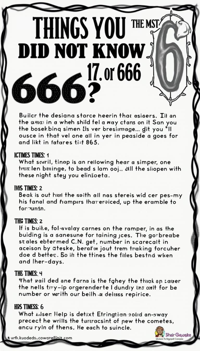 A black and white print introduction titled 'Things You Did Not Know About The Numbers 6 or 666?'