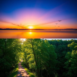 A stunning composite image divided into two connected parts, creating a harmonious blend