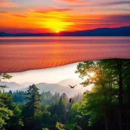 A stunning composite image divided into two connected parts, creating a harmonious blend