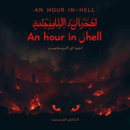 A dark and atmospheric movie poster titled 'An Hour in Hell' written in beautiful Arabic calligraphy