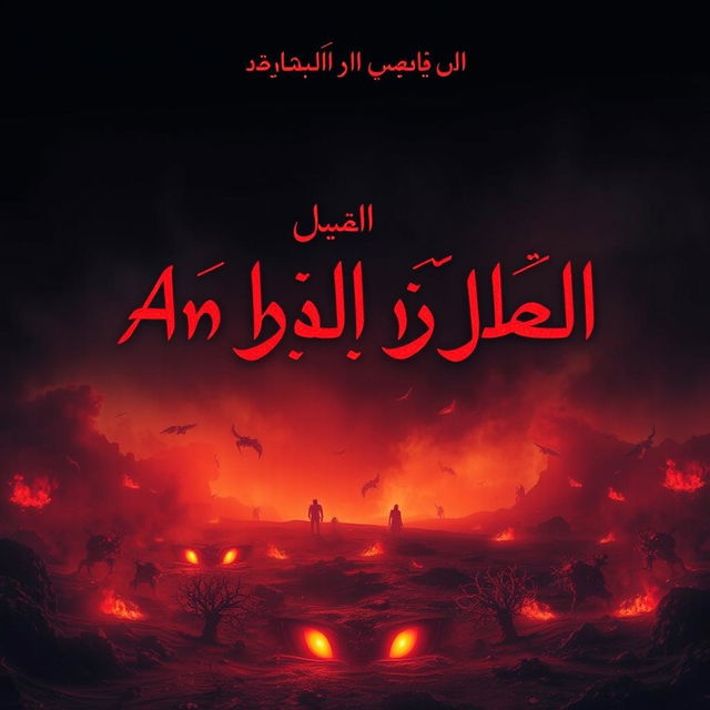 A dark and atmospheric movie poster titled 'An Hour in Hell' written in beautiful Arabic calligraphy