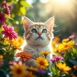 A stunningly beautiful and meticulously detailed close-up of a cat, showcasing its soft fur, bright eyes, and a charming expression