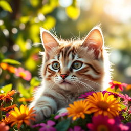 A stunningly beautiful and meticulously detailed close-up of a cat, showcasing its soft fur, bright eyes, and a charming expression