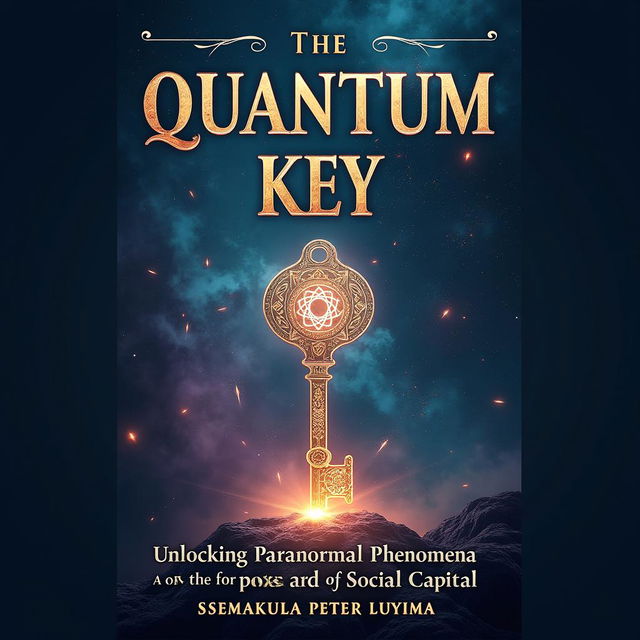 A captivating book cover design for "The Quantum Key: Unlocking Paranormal Phenomena and the Power of Social Capital" by Ssemakula Peter Luyima