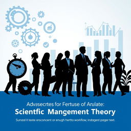 A visually striking and informative background image for a PowerPoint slide about the advantages of Scientific Management Theory