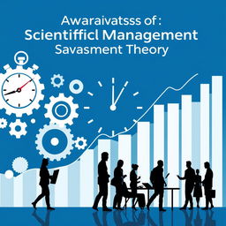 A visually striking and informative background image for a PowerPoint slide about the advantages of Scientific Management Theory