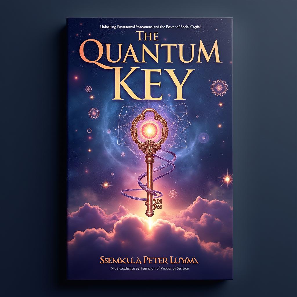 An eye-catching book cover design for "The Quantum Key: Unlocking Paranormal Phenomena and the Power of Social Capital" by Ssemakula Peter Luyima