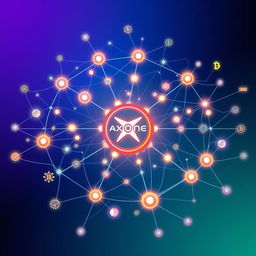 A visually striking representation of Axone's decentralized protocol, depicted as a complex, interconnected web of nodes and networks