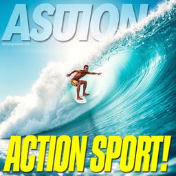 A dynamic scene of a surfer expertly riding a massive wave, showcasing impressive action and movement