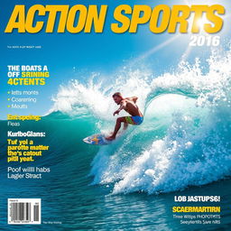 A dynamic scene of a surfer expertly riding a massive wave, showcasing impressive action and movement