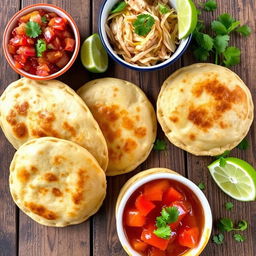 A delicious display of pupusas filled with quesillo (a soft, stretchy cheese) and refried beans